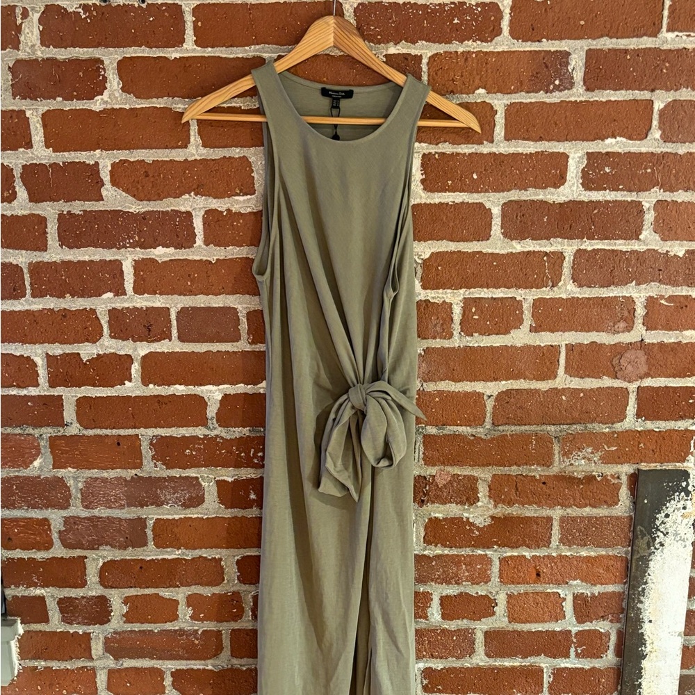 Sage Tie Front Wrap Sheath Dress